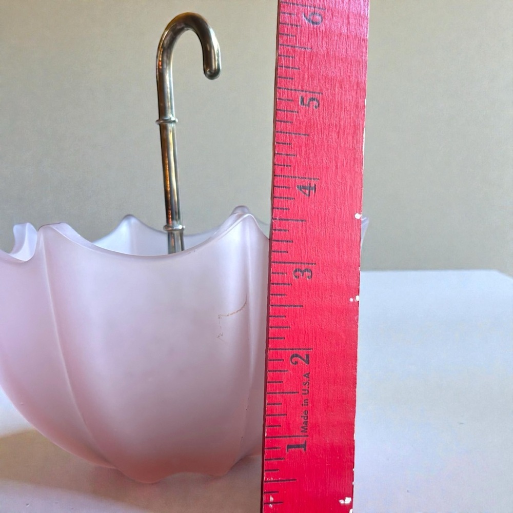 Fenton Pink Frosted Satin Glass Umbrella 1960's Candy / Trinket Dish Bowl Pastel - Picture 4 of 11